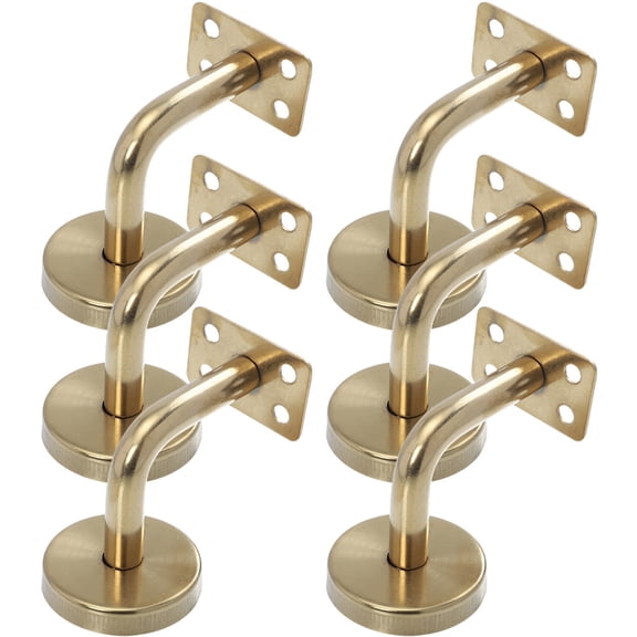 Baluue 6Pcs Premium Stainless Steel Handrail Brackets Golden for Stair Railings and Deck Rails