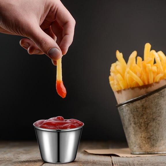 Baluue 6-Pack Stainless Steel Ketchup Cups - Ideal for Restaurant, Kitchen, and Home Use, and Easy to Clean