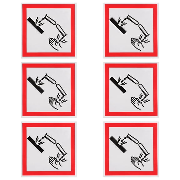Baluue 6pcs Durable PVC Self Adhesive Corrosive Safety Label Stickers for Hazmat Warning in Assorted Colors