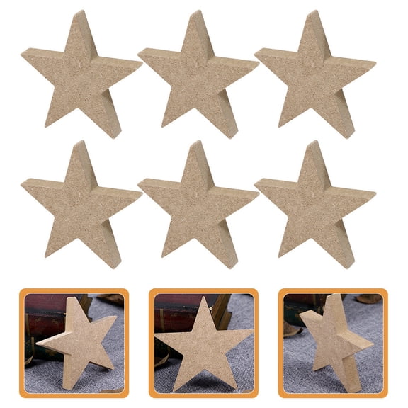 Baluue 6pcs Stars for Crafting Wooden Stars Khaki for Christmas Decor