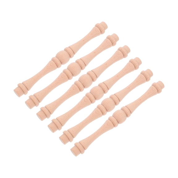 Baluue Deck Balusters Wood Stair Balusters Khaki 6Pcs