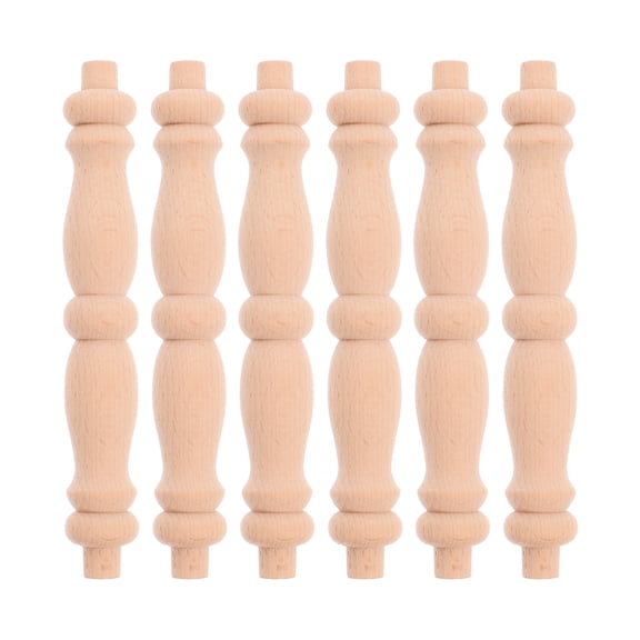 Baluue 6pcs Wood Balusters for Staircase Interior Khaki Solid Wood Highend Design for Homeowners