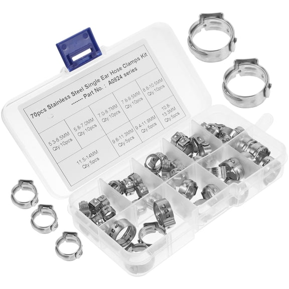 Baluue 70Pcs Plated Silver Stainless Steel Pex Pinch Clamp Tool Rings for Durable Tubing Fixing