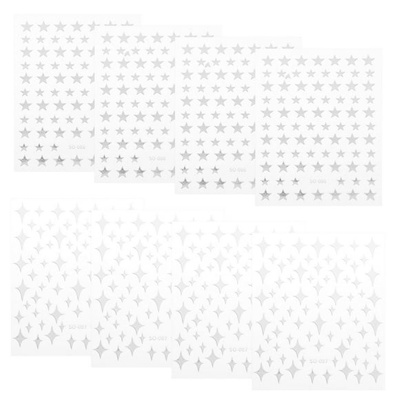 Baluue Self-Adhesive Nail Sticker Star Makeup Silver 8 Sheets