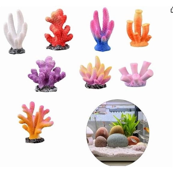 Baluue 8pcs Ocean Plant Ornaments Artificial Coral for Fish Tank Resin Decoration for Aquarium