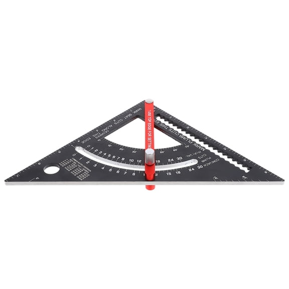 Baluue Angle Measurement Rafter Square Adjustable Triangle Ruler Aluminum Alloy Black 1Pack