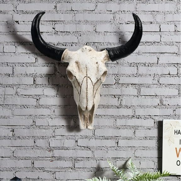 Baluue White Resin Bull Skull Wall Decor Animal Head Hanging