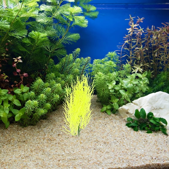 Baluue Aquarium Decor Yellow Artificial Hornwort Plant Lifelike Fish Tank Decoration Seaweed Adornment