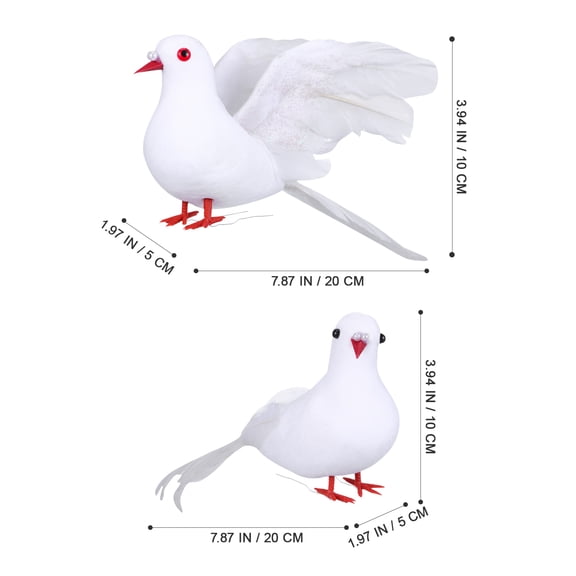 Baluue 2-Pack White Wedding Decorations with Iron Wire Stands, Elegant Bird Figurines for Wedding Party and Event Decor