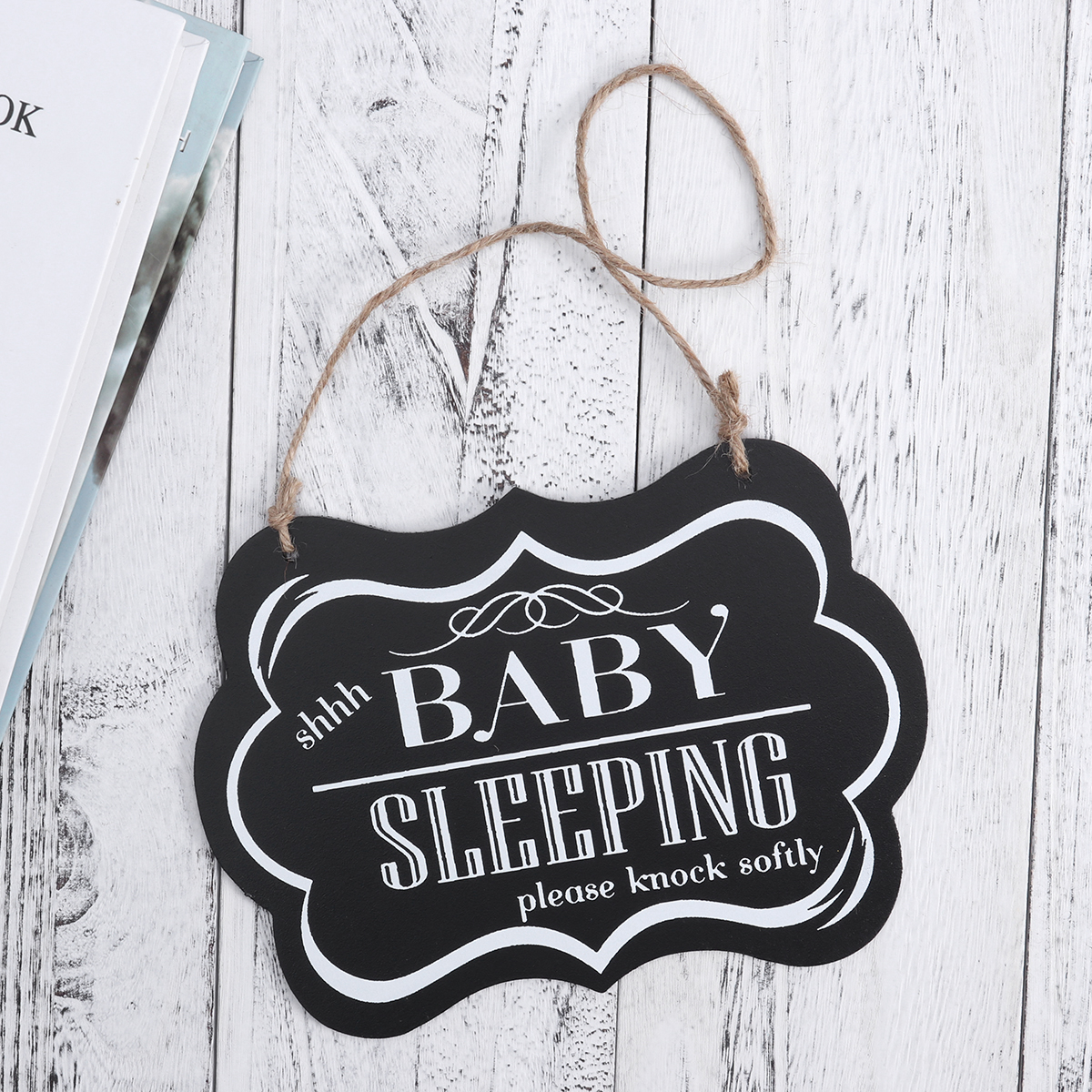 Baluue Baby Sleeping Door Sign, Softly Knock Please, Hanging Wood ...