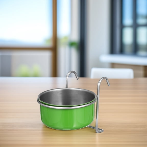 Baluue Parrot Bowl Green 1Pack 3.9In Round Stainless Steel Bird Feeding Accessories