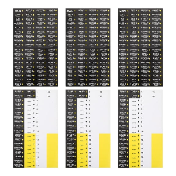 Baluue Black Electrical Box Identification Labels for Easy Circuit Management and Quick Breaker Identification Stickers