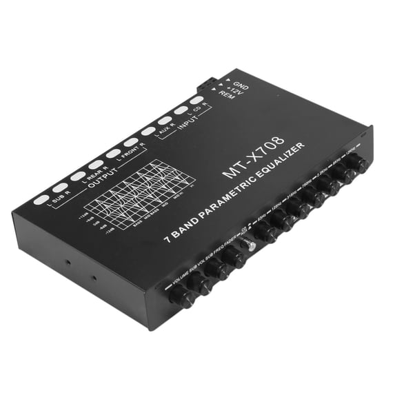 Baluue 7-Band Digital Car Equalizer Stereo EQ in Black Metal for Accurate Audio Tuning and Sound Enhancement