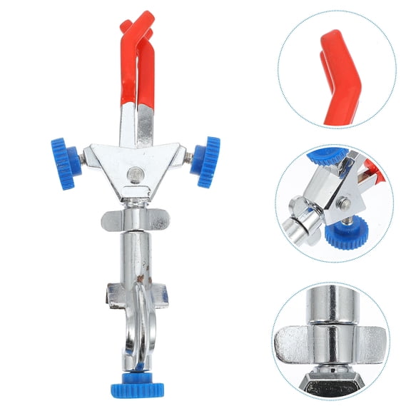 Baluue 3 Prong Laboratory Clamp Silver Electroplated Adjustable Jaw Holder