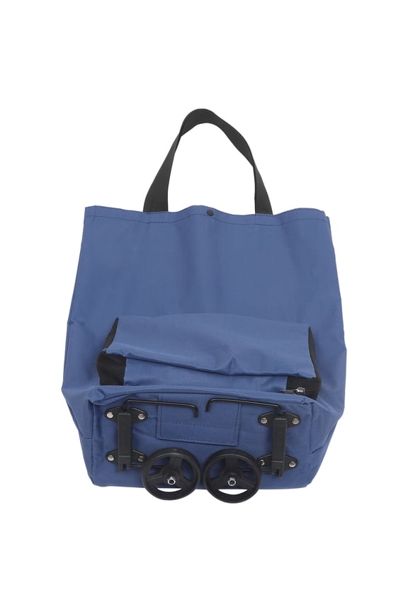 Collapsible Shopping Trolley Bag Dark Blue Large Capacity Reusable Grocery Storage