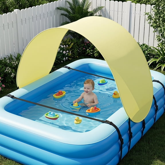 Baluue Inflatable Yellow Pool Shade Canopy, Sun Accessory for Pools Under 1 Meter