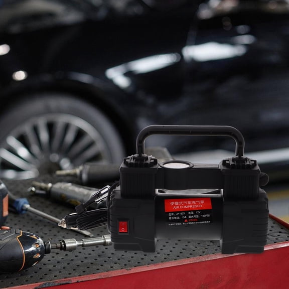 Baluue Compact Portable Tire Inflator Air Compressor Black for Car and Inflatable Items
