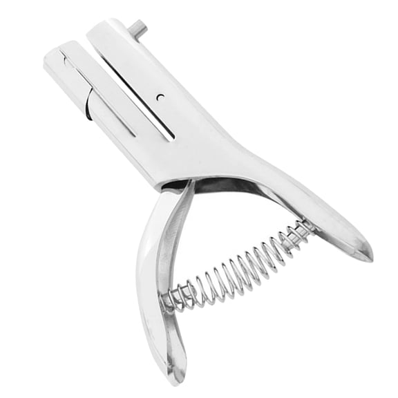 Baluue Compact Single Hole Puncher for PVC Id Cards and Paper Sheets Durable Plated Silver