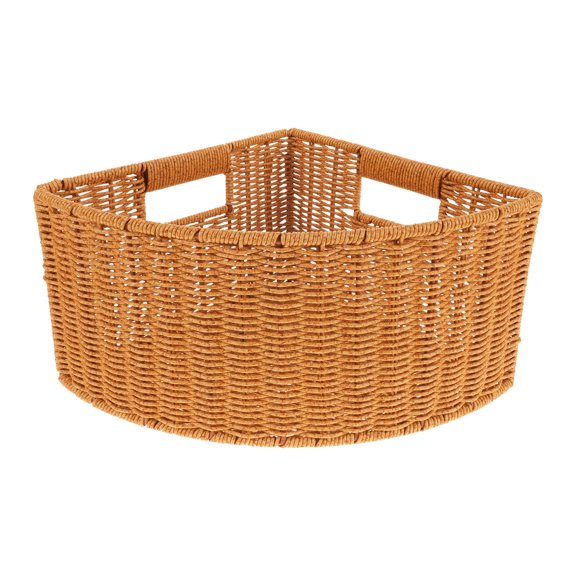 Baluue Corner Closet Storage Basket Small Plastic Fan Shaped Bin for Bathroom Kitchen and Living Room