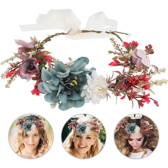 Baluue Crown Shape Hairband with Flowers for Women in Assorted Color 1Pcs