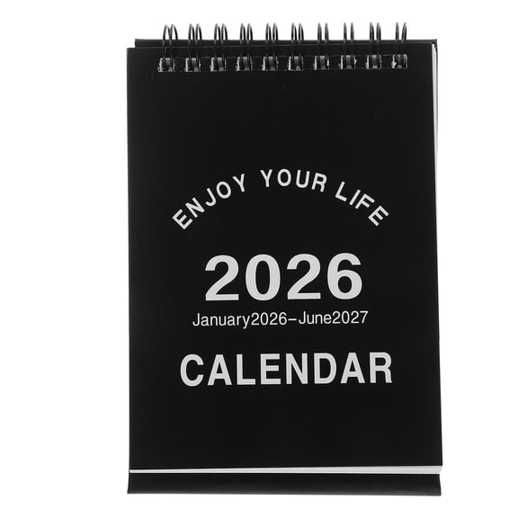 Baluue 2026 Black Desktop Calendar Compact Table Easel Planner for Daily Scheduling and Office Organization