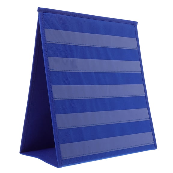 Baluue Desktop Pocket Chart in Blue with Dual Sided Pockets for Cards and Index Storage