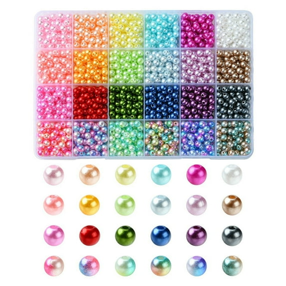 Baluue Round Glass Pearls Glass Bead Set Assorted Color 1 Set