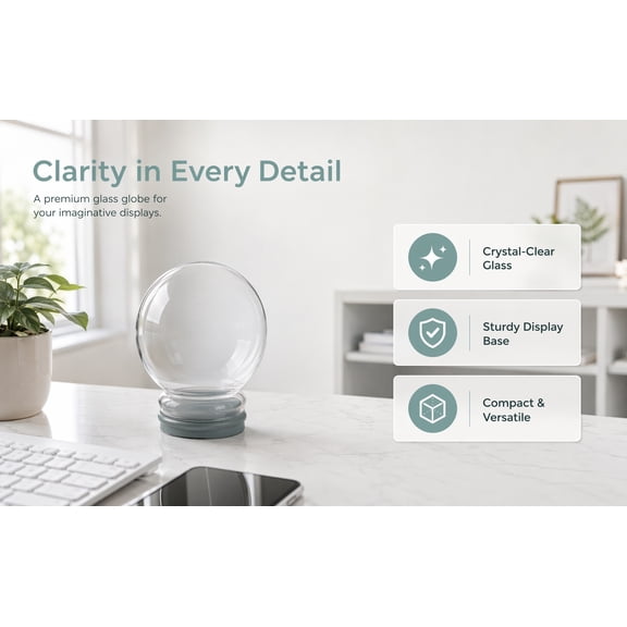 Baluue Empty Glass Snow Globe, Diy Water Globe Kit 100mm Clear Ball