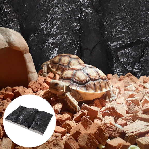 Baluue Black PU Reptile Background Accessory for Terrarium Decoration 1 Set
