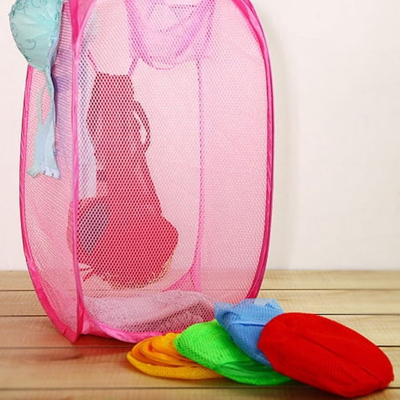 Baluue Foldable Mesh Laundry Basket with Flexible Wire Frame for Home and Travel Use
