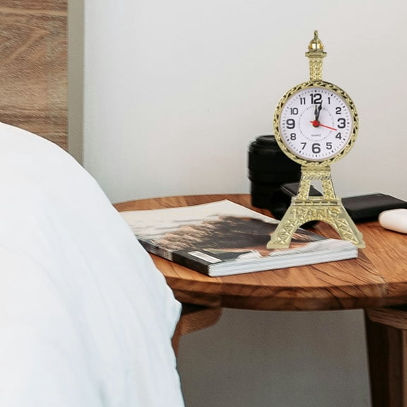 Baluue Stylish Golden Bedside Table Alarm Clock for Bedroom and Office Use