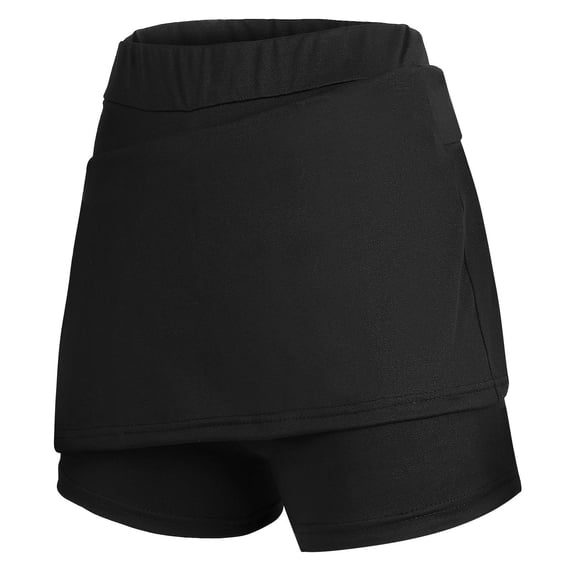 Baluue Women's Black Golf Skort with Built-in Shorts, Polyester Fabric for Outdoor Sports and Active Wear