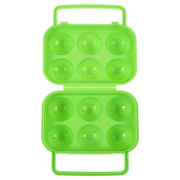 Baluue Green Plastic Egg Container with Handle and Cover for Picnic and Camping