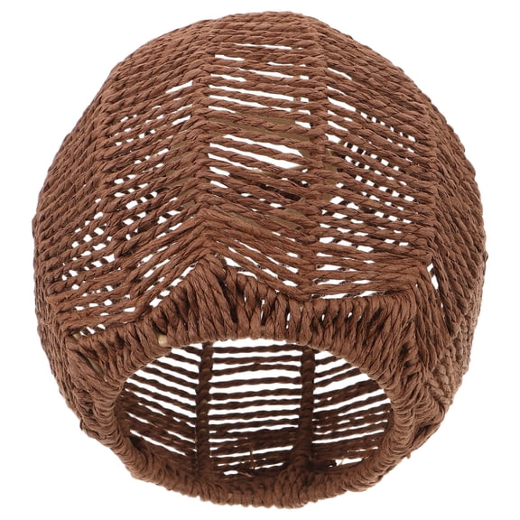 Baluue XH22-009 Brown Paper Rope Pendant Lampshade Handwoven with Perforated Light Diffusion