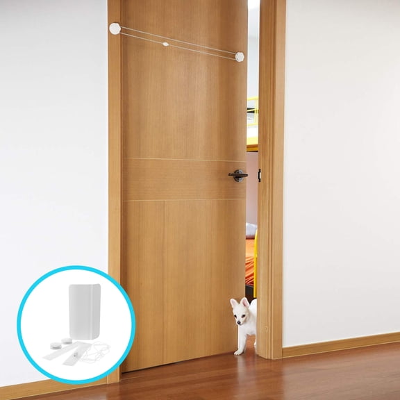 Baluue Home Use White Pet Door Block with High Elastic Rope Door Strap for Cats and Dogs