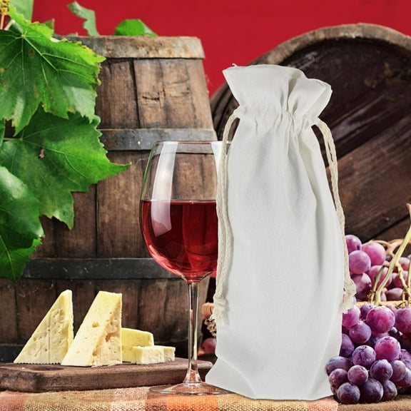 Baluue 4Pcs Sublimation Blanks Bags White Linen Storage Drawstring Design