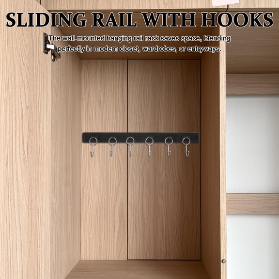 Baluue Metal Wall Mounted Hanging Rail Rack with 6 Hooks for Versatile Clothes and Coat Storage