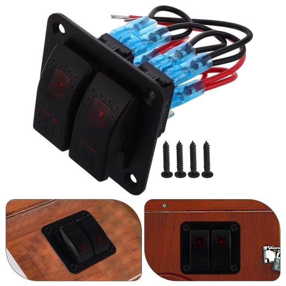 Baluue Marine Aluminum Toggle Switch Panel with Red LED Lights for Automotive and Boats