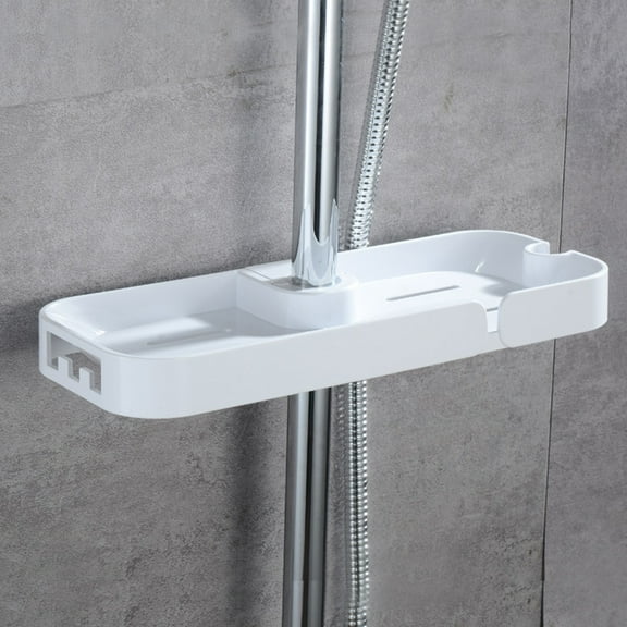Baluue White Plastic Shower Shelf Organizer with No Drilling Installation, Bathroom Storage Holder for Easy Shower Organization
