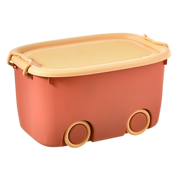 Baluue Orange Toy Storage Chest With Lid Rectangular PP 1Pack