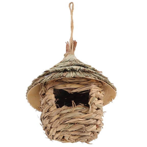Baluue Parrot Hanging Nest Grass Bird Hut Chocolate Windproof 1Pcs