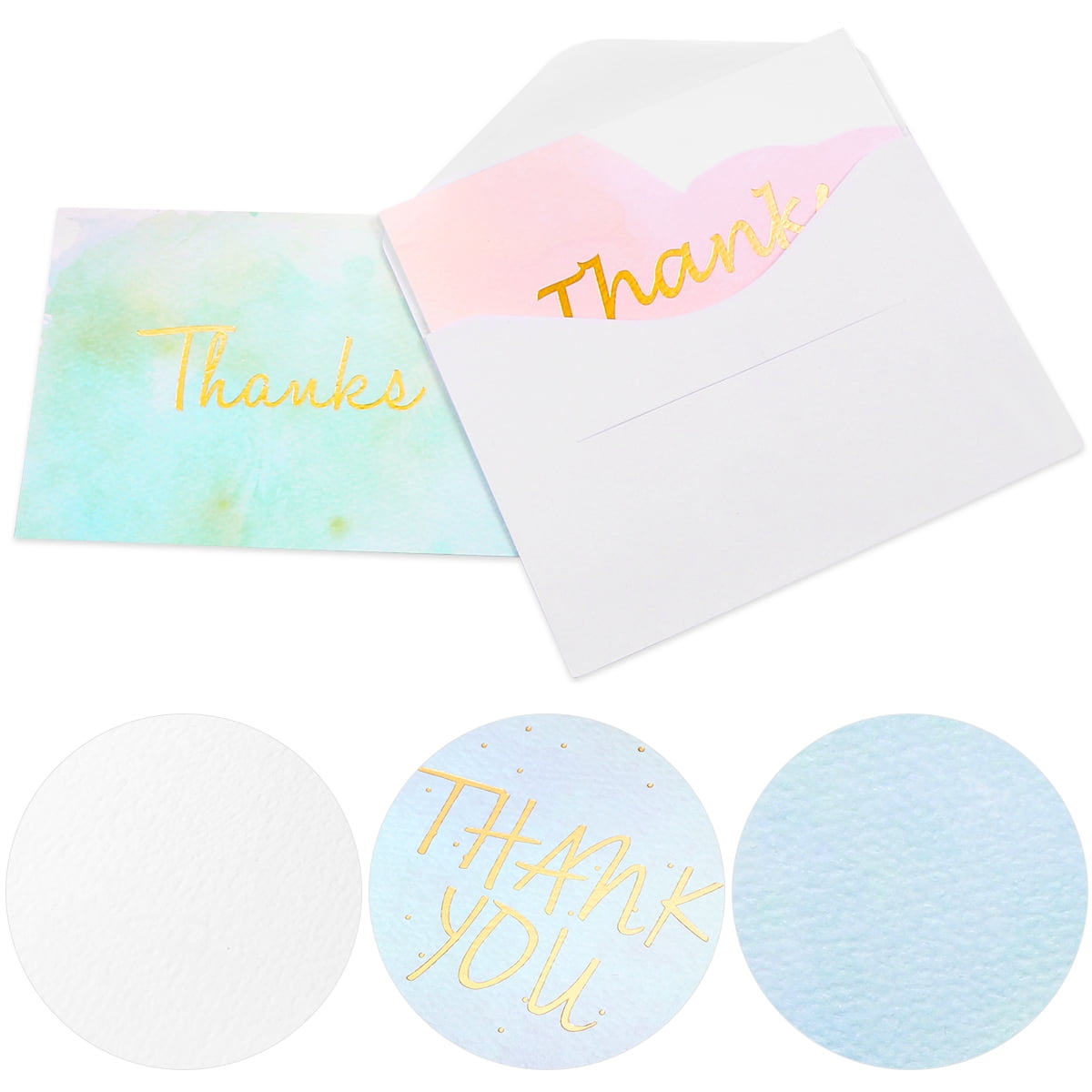 Baluue Thank You Cards Set, 48pcs Assorted Color Bronzing Paper Greeting Cards for Appreciation and Gratitude