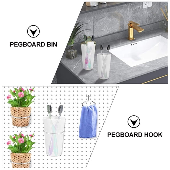 Baluue 5-Pack Pegboard Storage Cups with Steel Hooks for Garage, Workshop & Shop Organization, Assorted