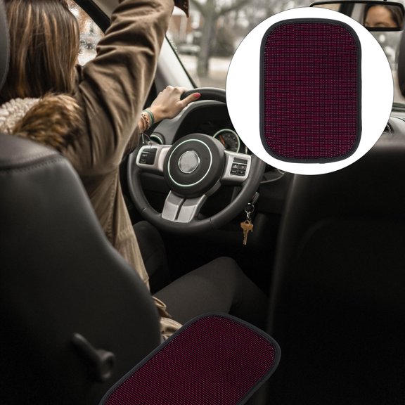 Baluue Pink Car Center Console Cover with Rhinestone Armrest Protector Comfortable Breathable Car Accessory