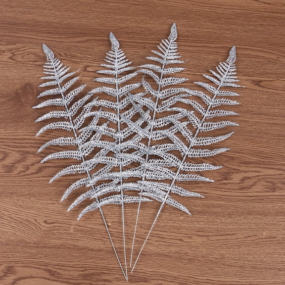 Baluue Home Decoration Simulation Plant Silver Leaves 12Pcs Plastic Festive