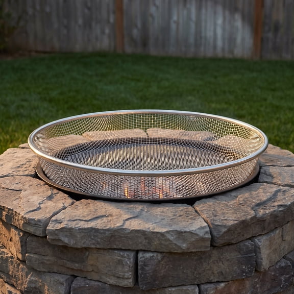 Baluue Plated Silver Fire Pit k Screen for Home - Ventilated, Safe, and Easy to Install
