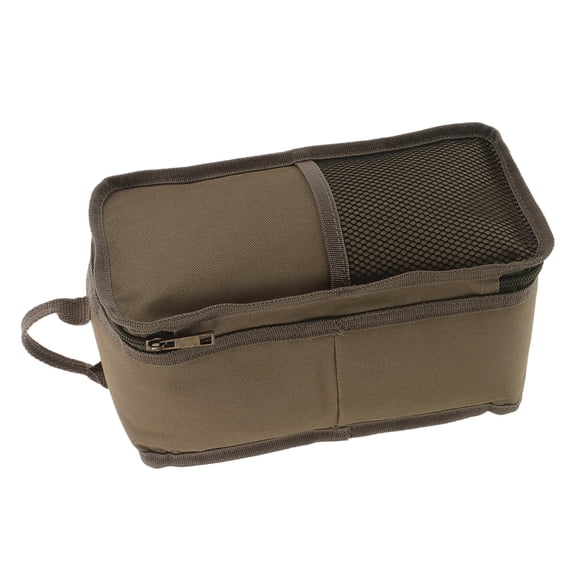 Baluue Portable Oil Lantern Bag Olive Green Polyester Camping Lamp Case with Mesh Storage Pockets