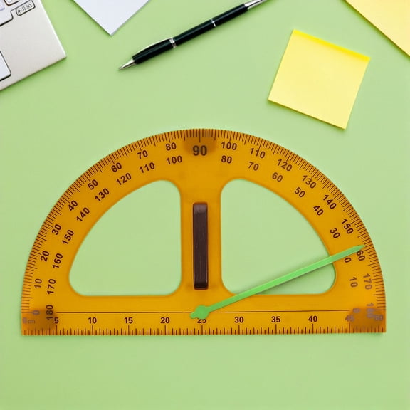 Baluue Portable Orange Protractor Tool for Math Measuring with Handle for Teacher Supplies