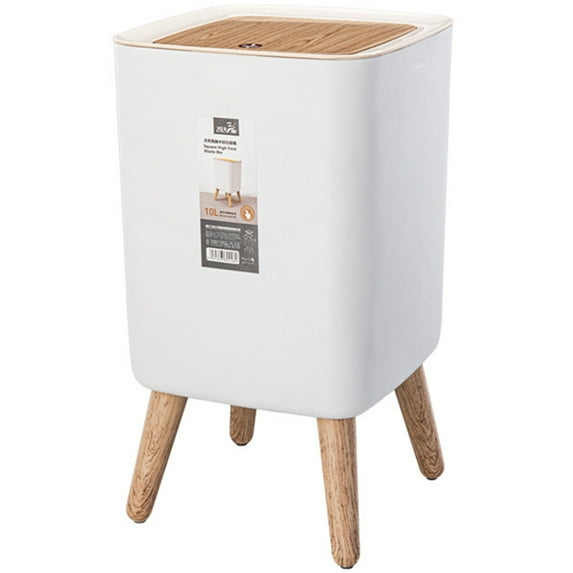 Baluue Compact Plastic Waste Bin with Press Lid, Kitchen and Bathroom Trash Can, Space-Saving Sturdy Design