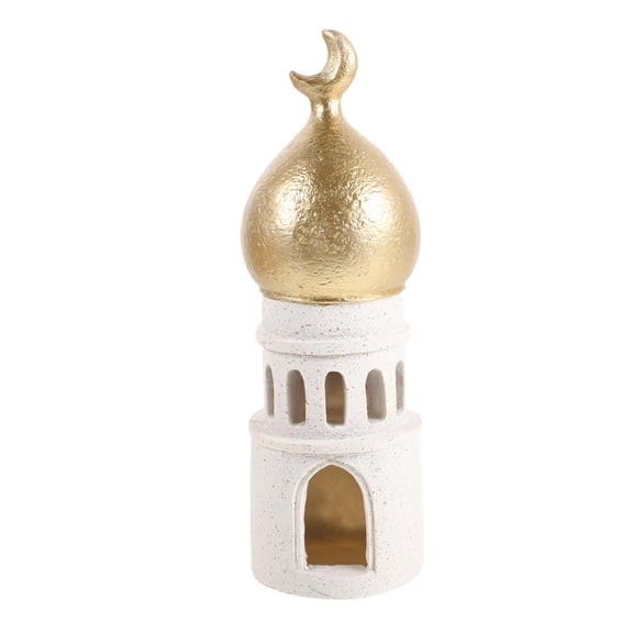 Baluue Handpainted Golden Resin Ramadan Castle Statue Islamic Eid Home Decor Sculpture